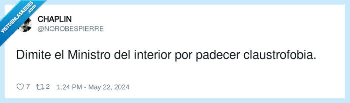 claustrofobia,ministro,interior,padecer
