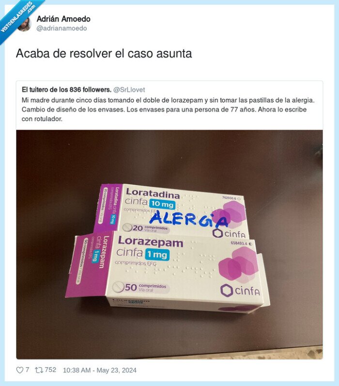 resolver,medicina,confundir,lorazepam,loratadina,caso asunta