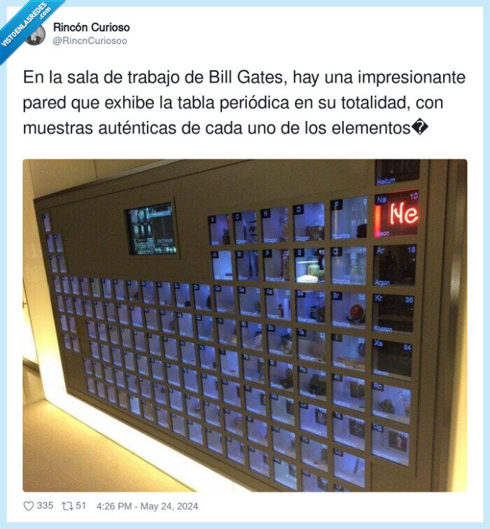 bill gates,tabla periódica,muestras