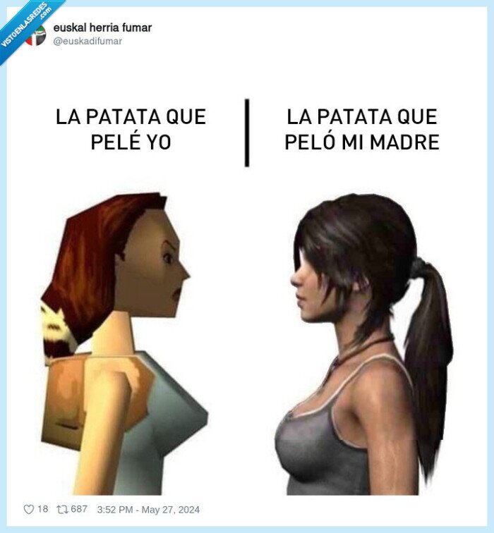 lara croft,tomb raider,patata,pelar