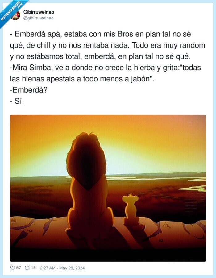 estábamos,gritatodas,emberdá,apestais,lenguaje,crios,simba,rey leon