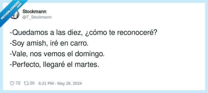 reconocer,perfecto,quedar,llegar,domingo,amish,tarde