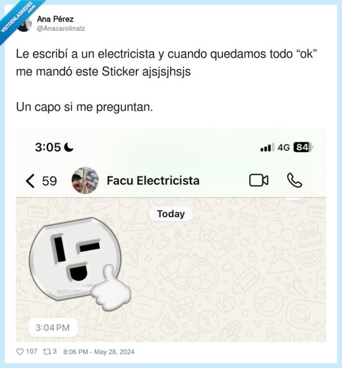 electricista,mensaje,enchufe,sticker,quedamos,ok
