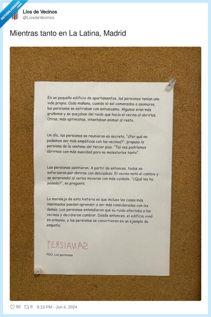 nota,vecinos,rellano,persiana