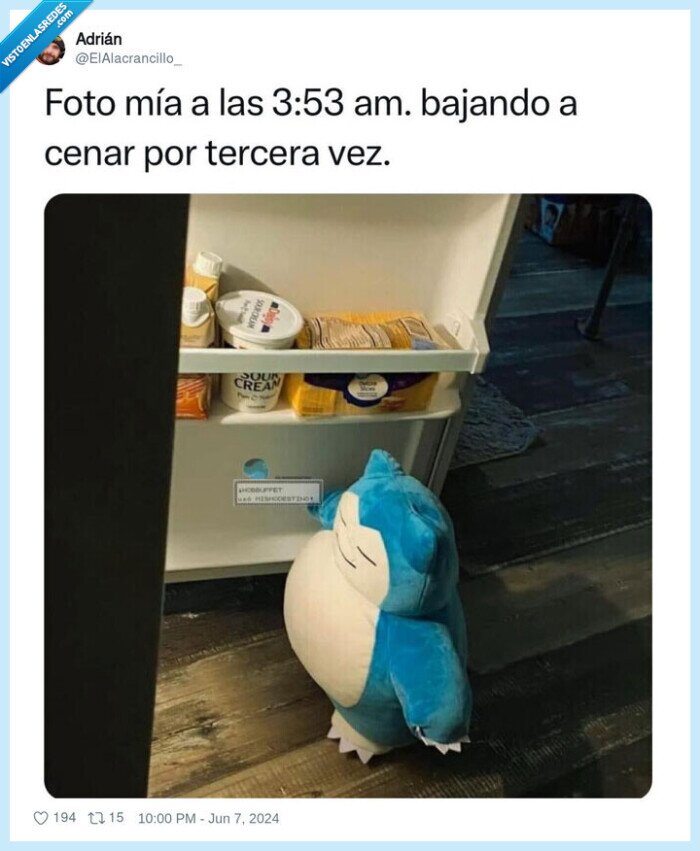 snorlax,nevera,comer,madrugada,cena