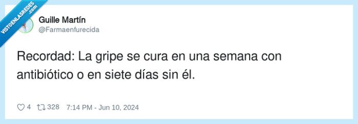 antibiótico,durar,semana,gripe,siete días