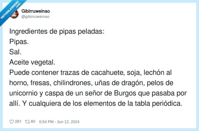 ingredientes,cacahuete,trazas,pipas,unicornio