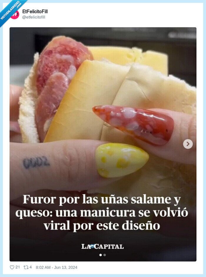 uñas,salami,queso