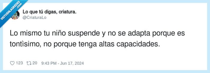 tontisimo,altas capacidades,suspender,adaptarse