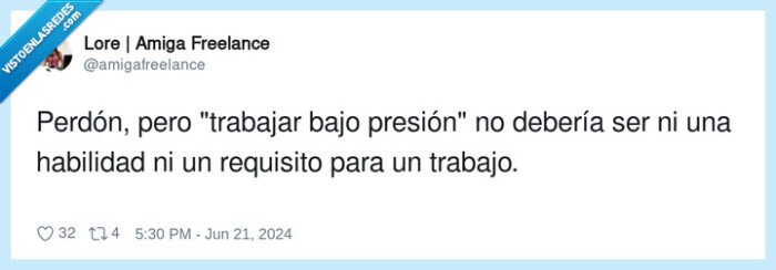 habilidad,requisito,trabajar,bajo presión