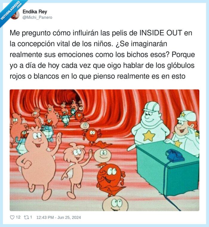 inside out,influir,erase una vez el cuerpo humano,glóbulos,emociones