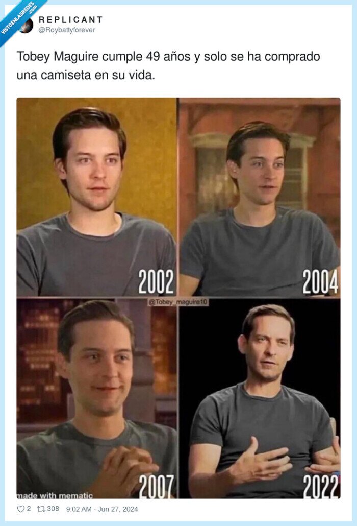 camiseta,tobey maguire,edad
