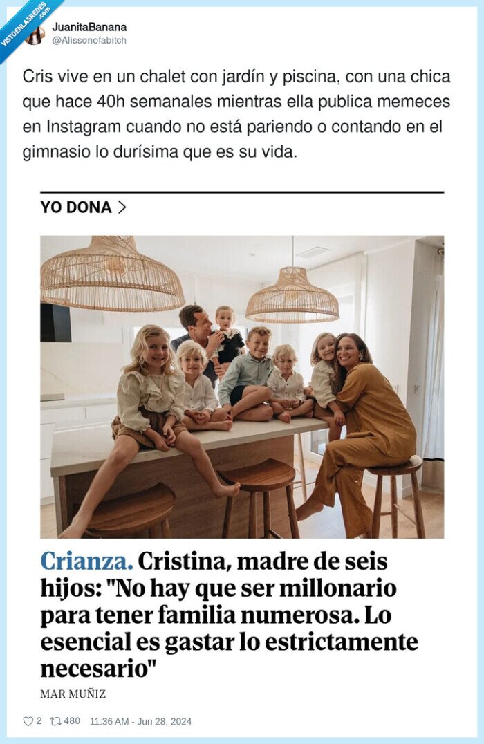 influencer,familia numerosa,instagram,piscina,gimnasio