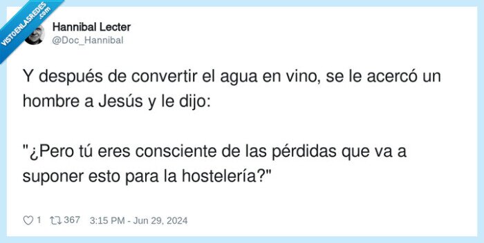 hostelería,convertir,pérdidas,agua,vino,jesus