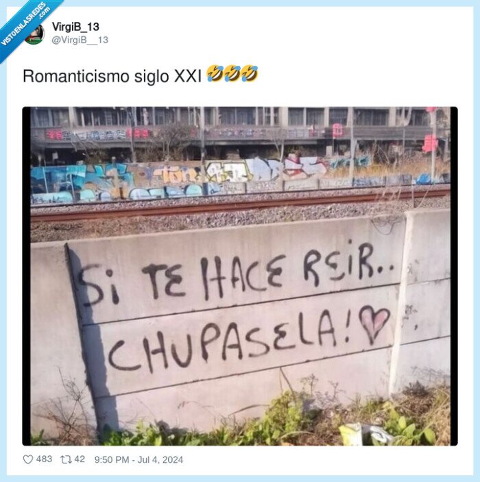 romanticismo,pintada,pared,chupar,reir