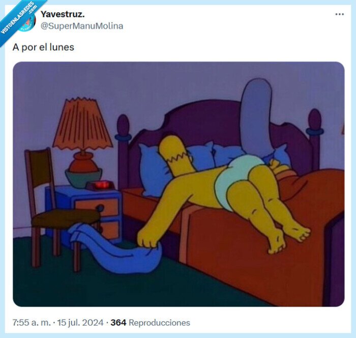 lunes,los simpson,homer,cama,tirado