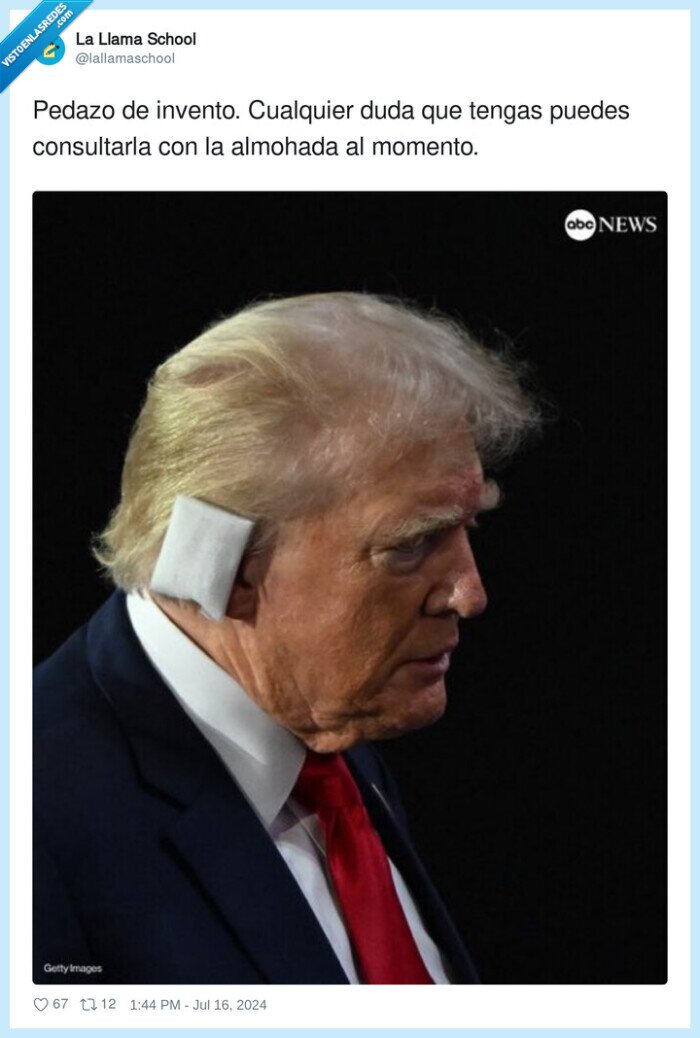 donald trump,oreja,almohada,invento,pedazo