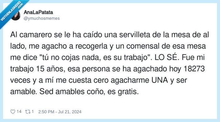 servilleta,agacharme,recoger,camarero,ayudar,comensal
