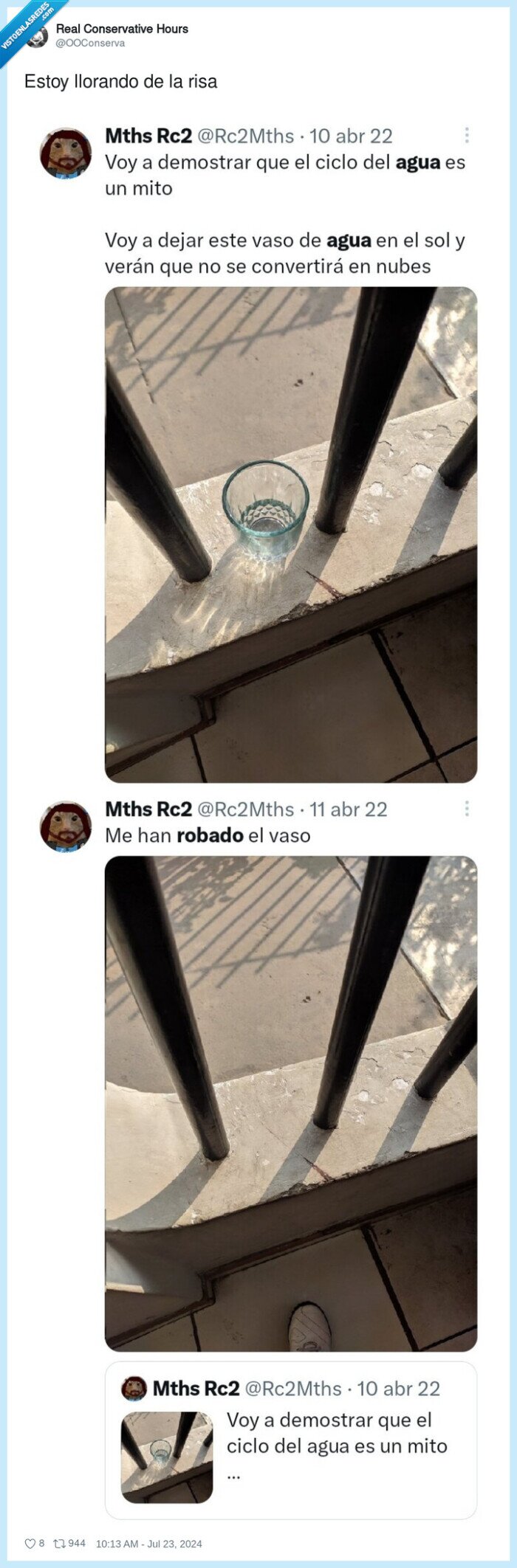 vaso,robado,demostrar,ciclo del agua