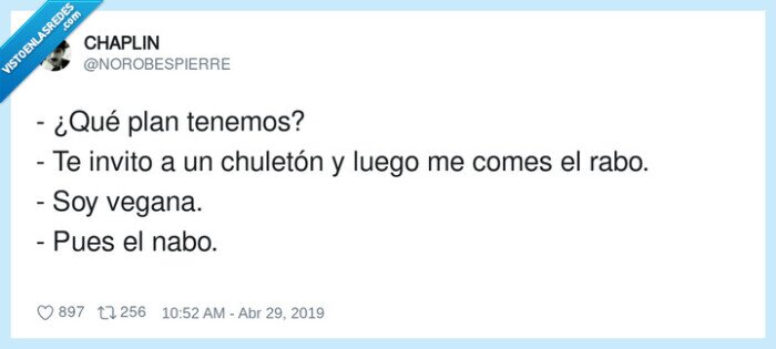 chuletón,invitar,vegana,nabo,comer