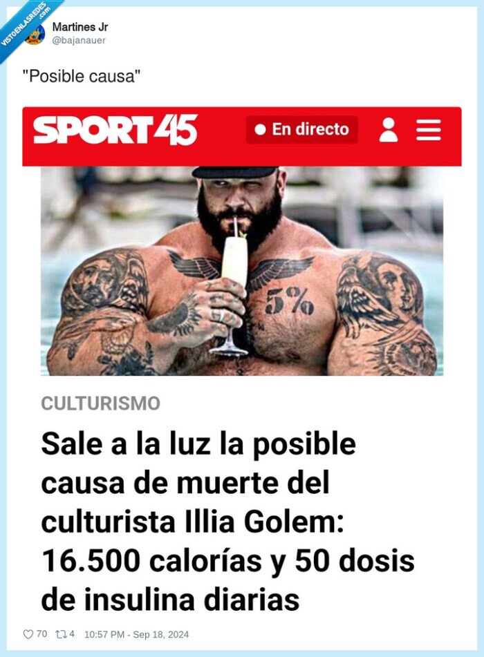 posible,causa,muerte,culturista,insulina,calorías