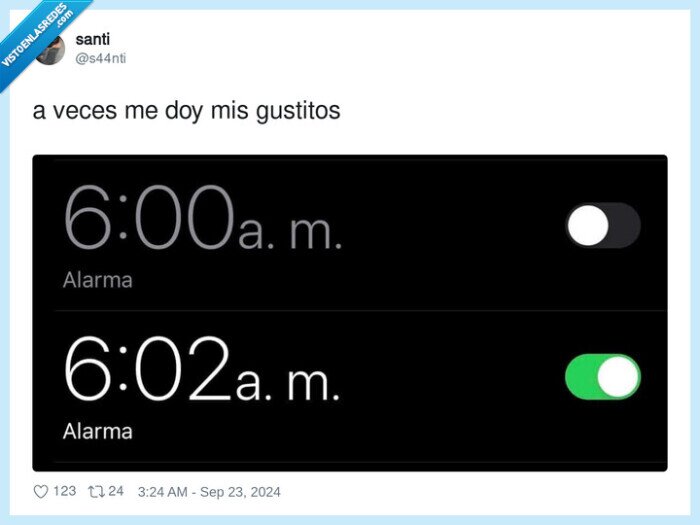 alarma,atrasar,2 minutos