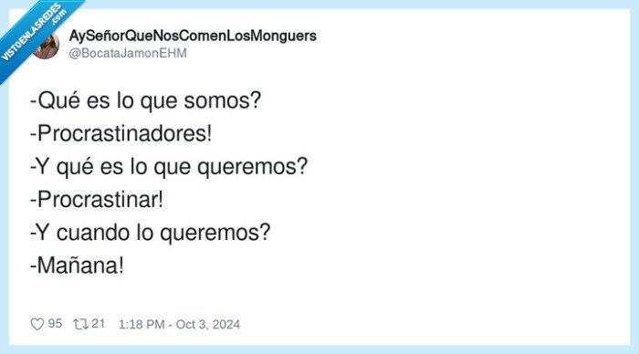 procrastinadores,procrastinar,mañana