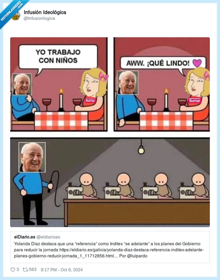 amancio ortega,sumar,yolanda diaz,ejemplo,niños