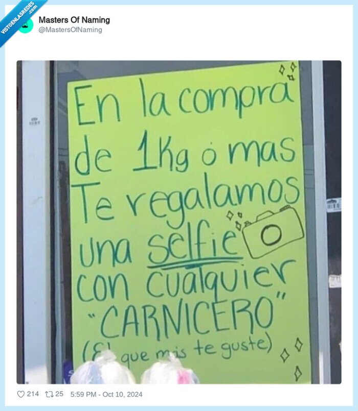 cartel,carnicero,foto,selfie