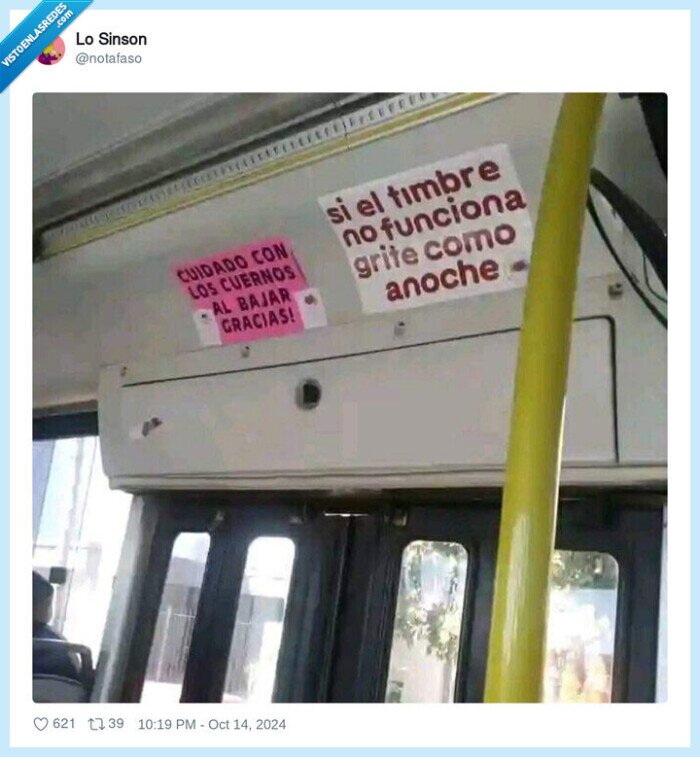 carteles,bus,autobus,cuernos,timbre