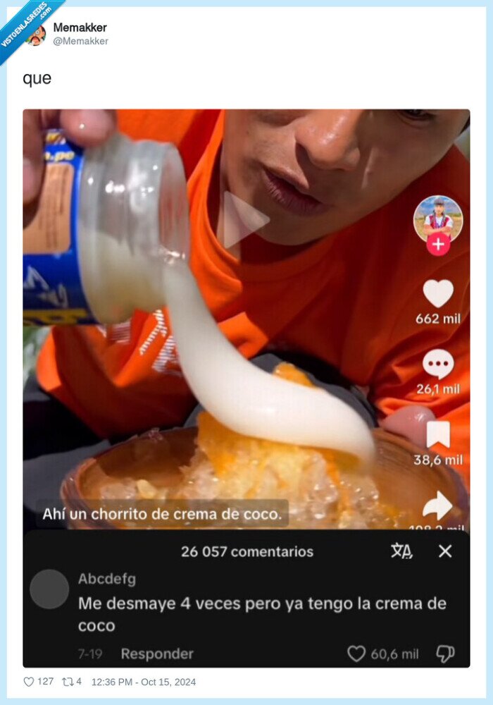 desmayo,leche,crema de coco