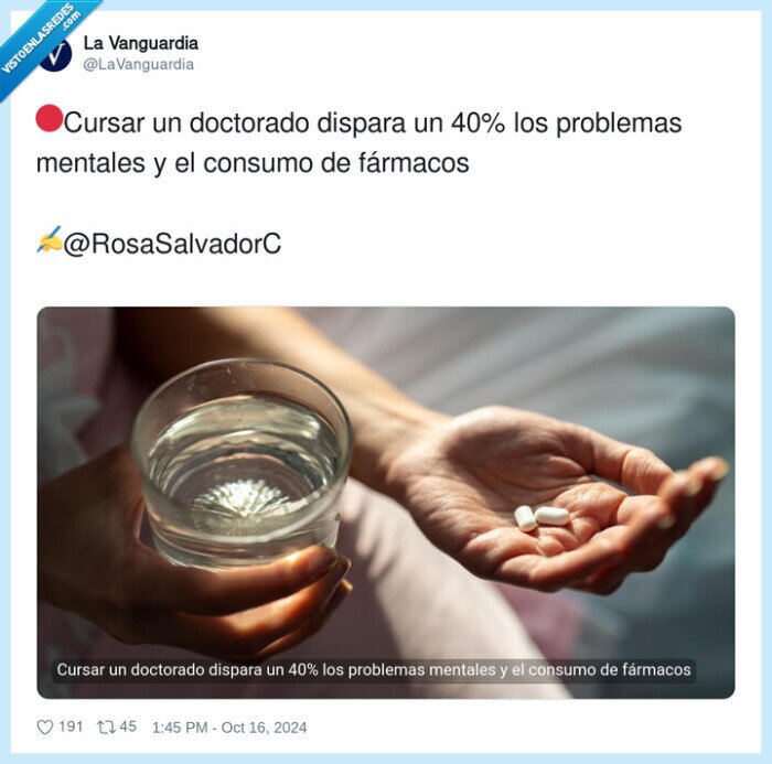 cursar,doctorado,problemas mentales,fármacos,salud mental