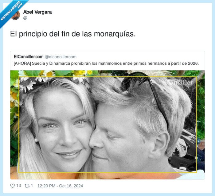 monarquías,principio,fin,dinamarca,suecia,matrimonios,primos hermanos
