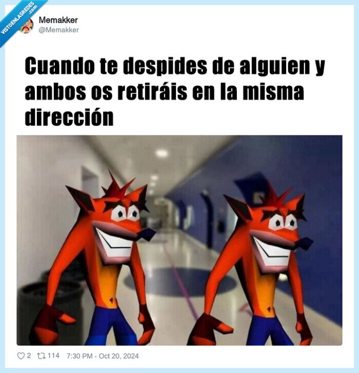 crash bandicoot,despedirse,direccion