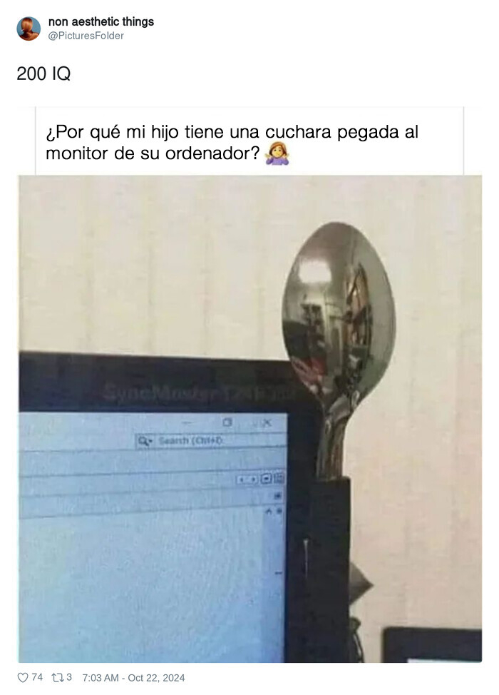 200iq,cuchara,espejo,espiar,madre,ordenador