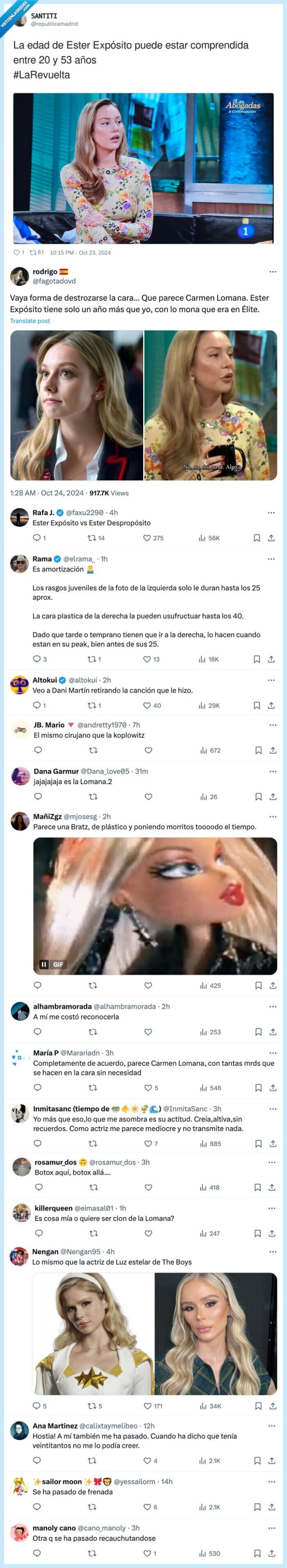 la revuelta,ester expósito,operada,cara,botox