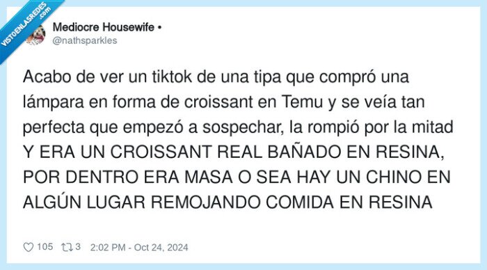sospechar,tiktok,croissant,lámpara,romperse,temu