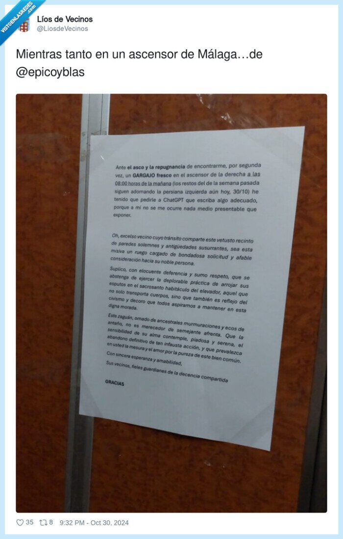 nota,gargajo,ascensor