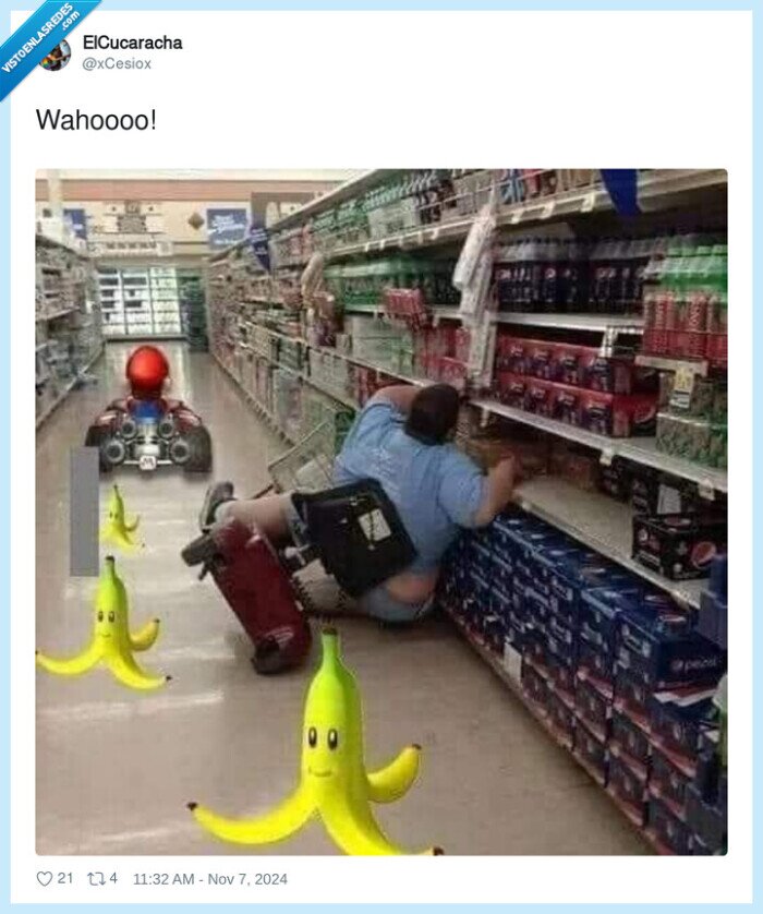 mario kart,platano,caida
