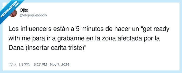 influencers,triste,zona afectada,dana,valencia,postureo