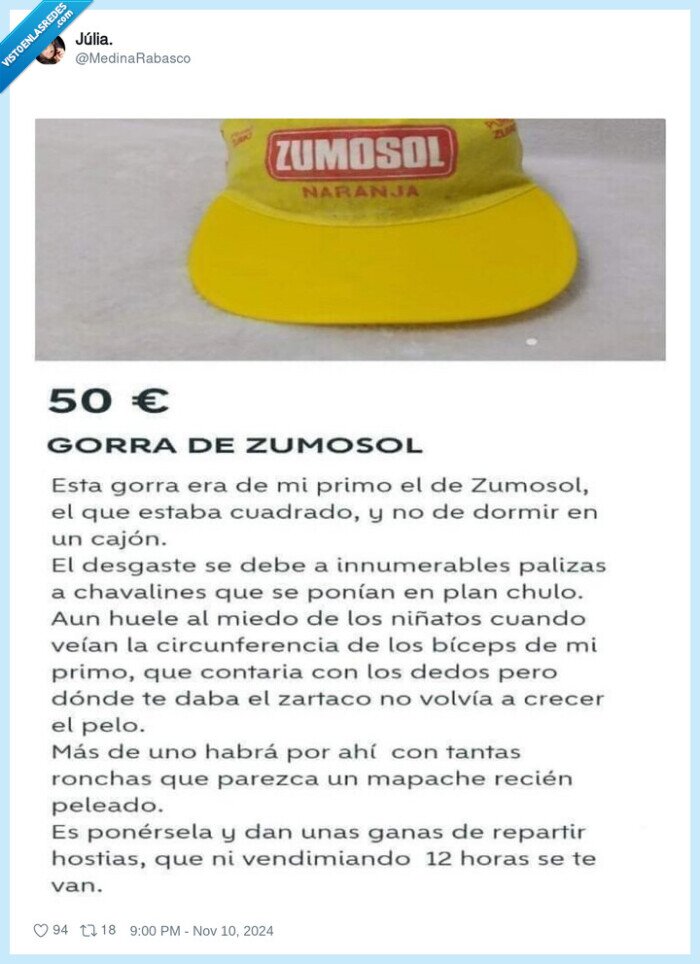 gorra,zumosol,precio,caro
