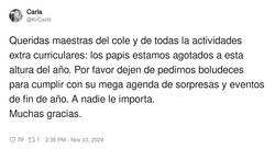 Enlace a Basta ya de manualidades absurdas que hacen los padres, por @KrCarlit