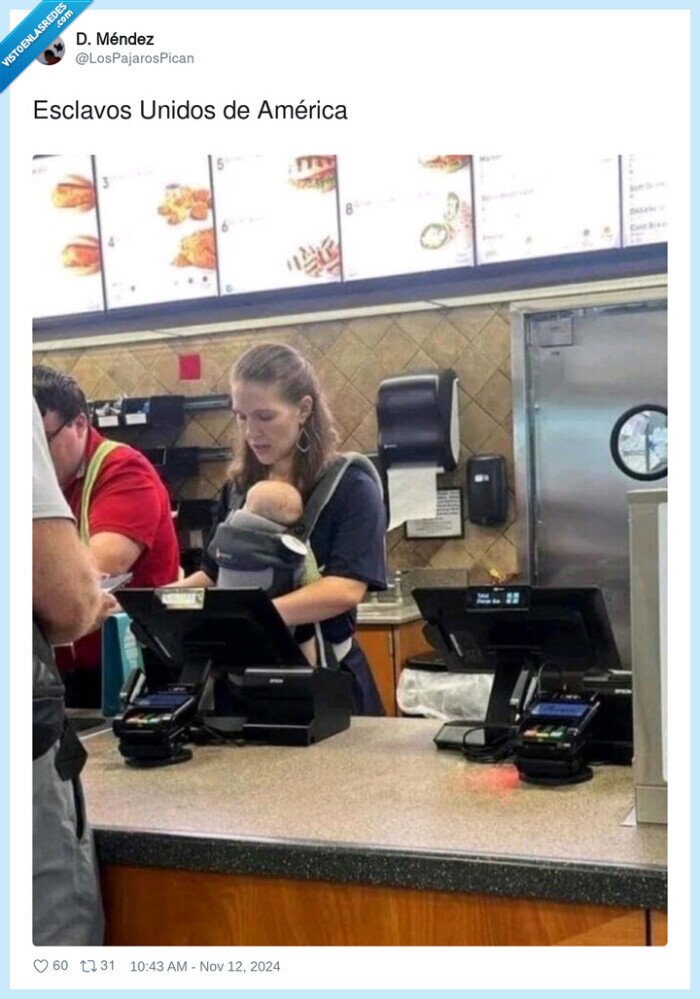 mcdonalds,cajera,bebe,madre,eeuu