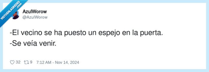 vecino,espejo,puerta,venir