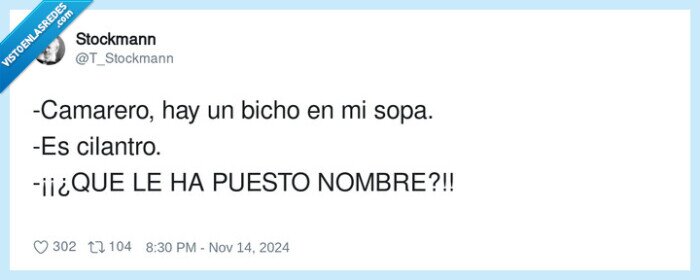 camarero,cilantro,nombre,bicho,sopa