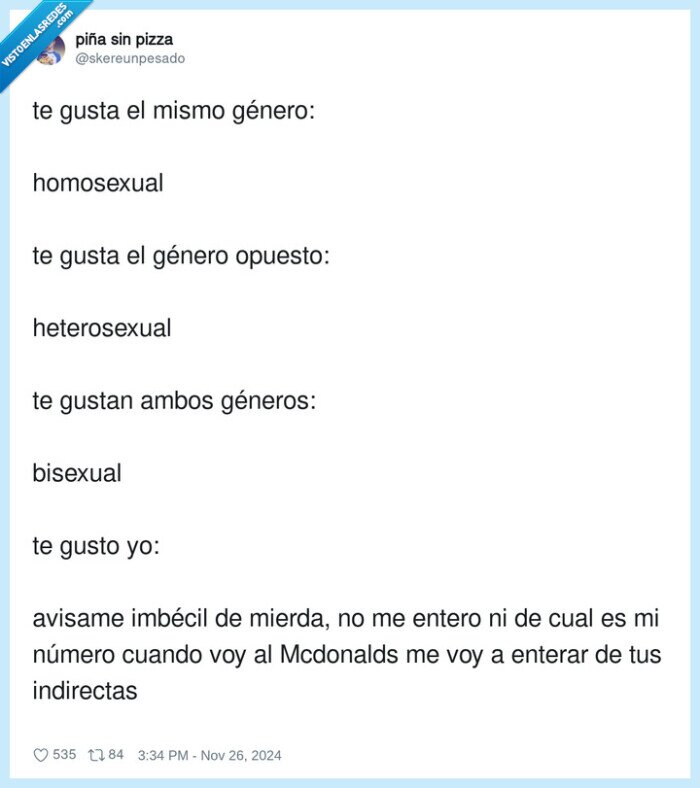 indirectas,mcdonalds,géneros,imbécil
