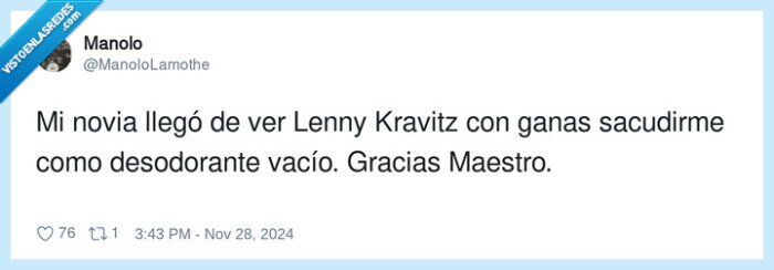 desodorante,sacudirme,lenny kravitz,concierto