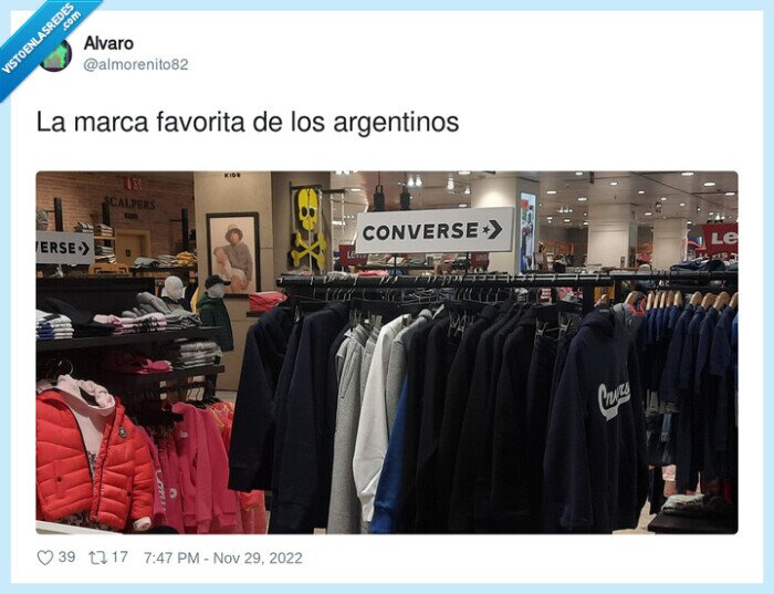 argentinos,favorita,marca,converse