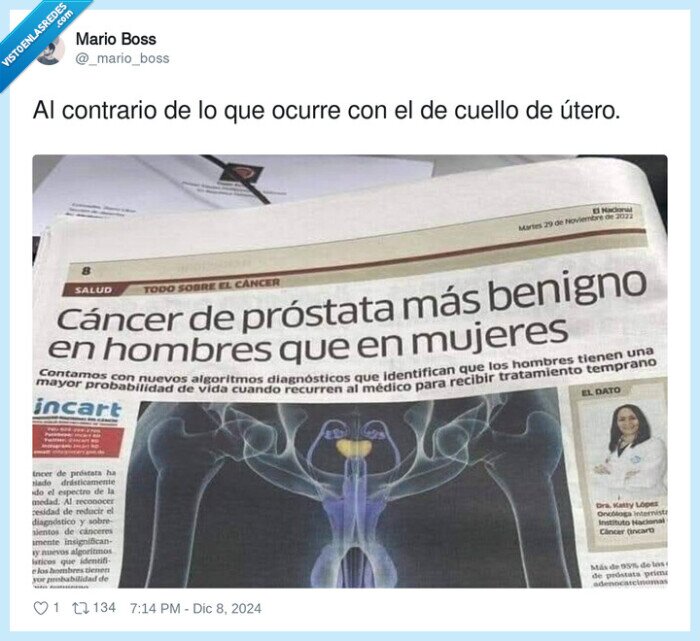 contrario,cuello,útero,cancer,prostata,benigno