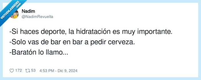hidratación,importante,deporte,baratón,cerveza